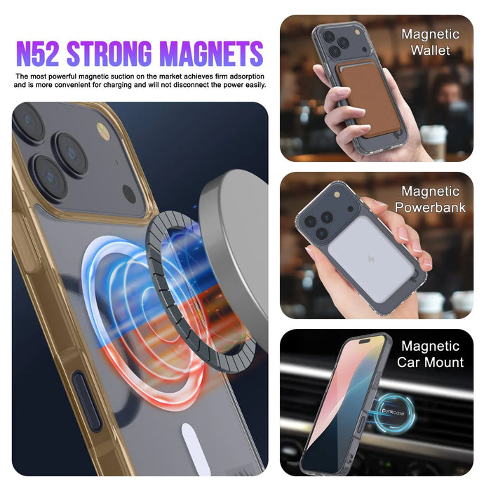Punkcase iPhone 17 Pro Max Magnetic Wireless Lading Case [Clearmag -Serie] [Gold]