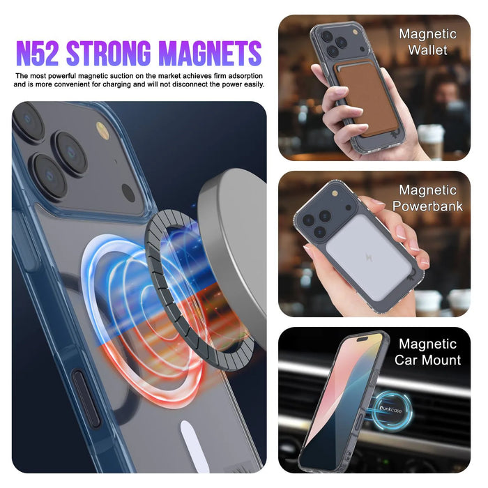 Punkcase iPhone 17 Pro Max Magnetic Wireless Lading Case [Clearmag -Serie] [Navy]
