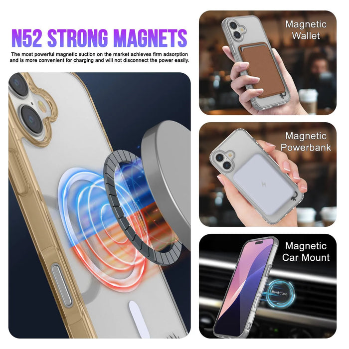 Punkcase iPhone 17 Magnetic Wireless Lading Case [Clearmag -Serie] [Gold]
