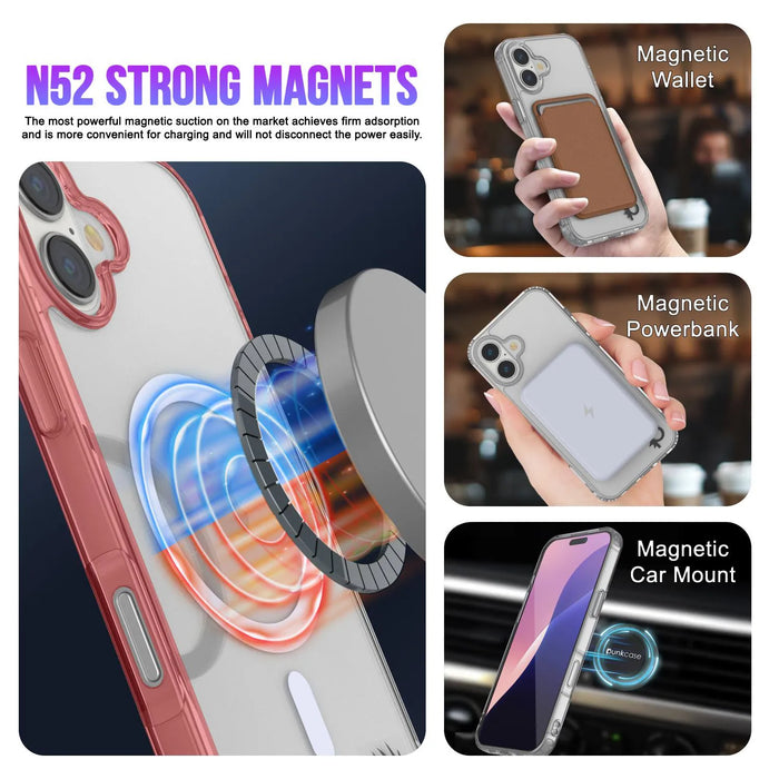 Punkcase iPhone 17 Magnetic Wireless Lading Case [Clearmag -Serie] [Red]