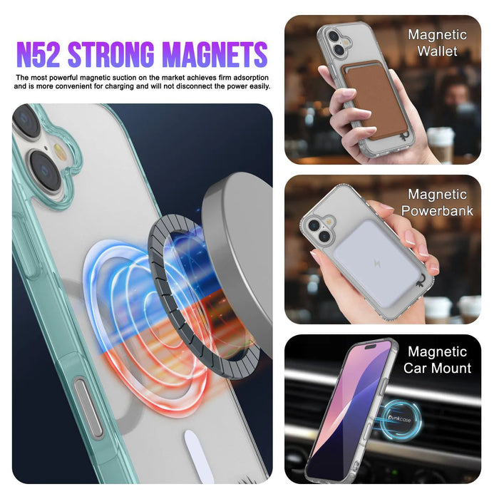 Punkcase iPhone 17 Magnetic Wireless Lading Case [Clearmag -Serie] [Teal]