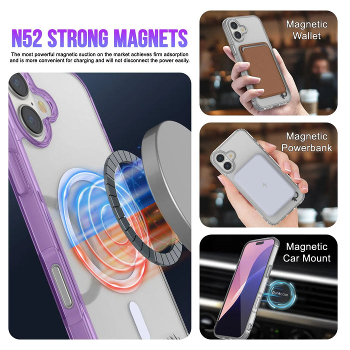 Punkcase iPhone 17 Magnetic Wireless Lading Case [Clearmag -Serie] [lila]