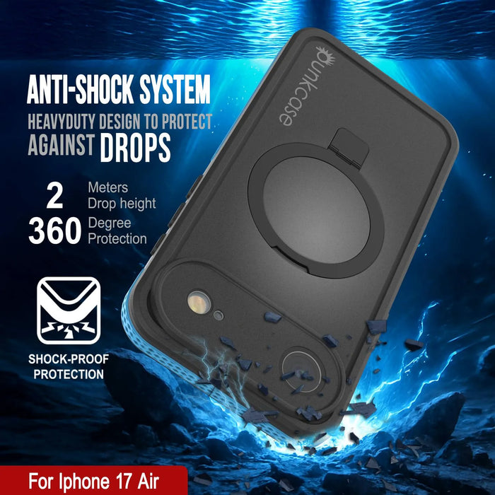 Wasserdichte iPhone 17 Air-Hülle [Kickstud 2.0-Serie] IP68-Schutzhülle mit Displayschutzfolie und Ständer [Blau]