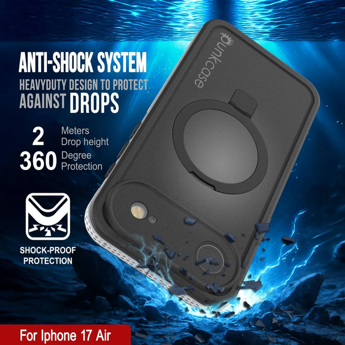Wasserdichte iPhone 17 Air-Hülle [Kickstud 2.0-Serie] IP68-Schutzhülle mit Displayschutzfolie und Ständer [Weiß]
