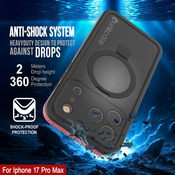 Wasserdichte iPhone 17 Pro Max-Hülle [Kickstud 2.0-Serie] IP68-Schutzhülle mit Displayschutzfolie und Ständer [Pink]