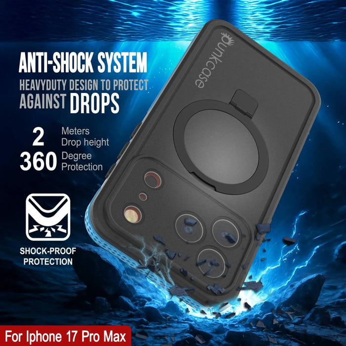 Wasserdichte iPhone 17 Pro Max-Hülle [Kickstud 2.0-Serie] IP68-Schutzhülle mit Displayschutzfolie und Ständer [Blau]