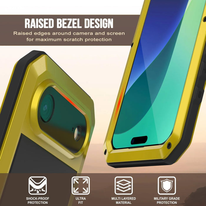 iPhone 17 Air Metal Case, Heavy Duty Military Grade -Rüstungsabdeckung [Schocksicher] Ganzkörper hart [Gelb]
