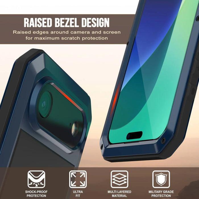 iPhone 17 Air Metal Case, Heavy Duty Military Grade -Rüstungsabdeckung [Stoßdämpfer] Ganzkörper hart [blau]