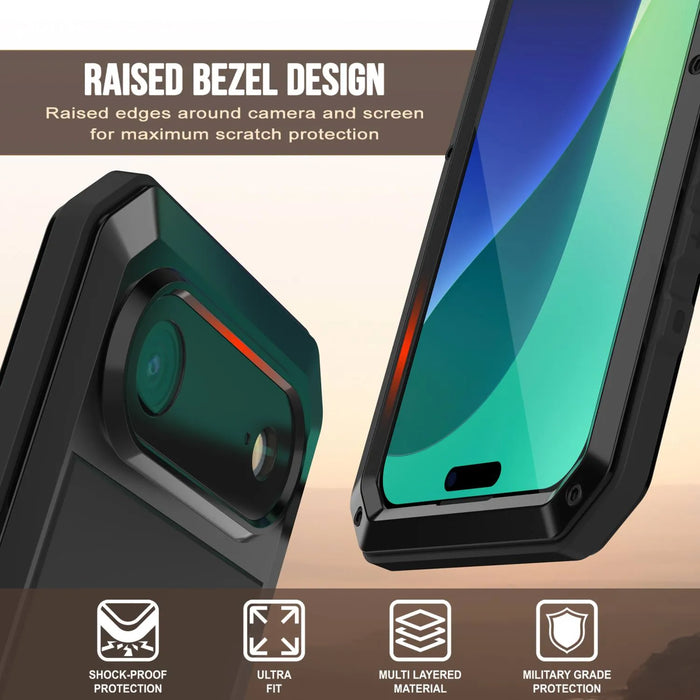 iPhone 17 Air Metal Case, Heavy Duty Military Grade -Rüstungsabdeckung [Stoßdämpfer] Ganzkörper hart [Schwarz]