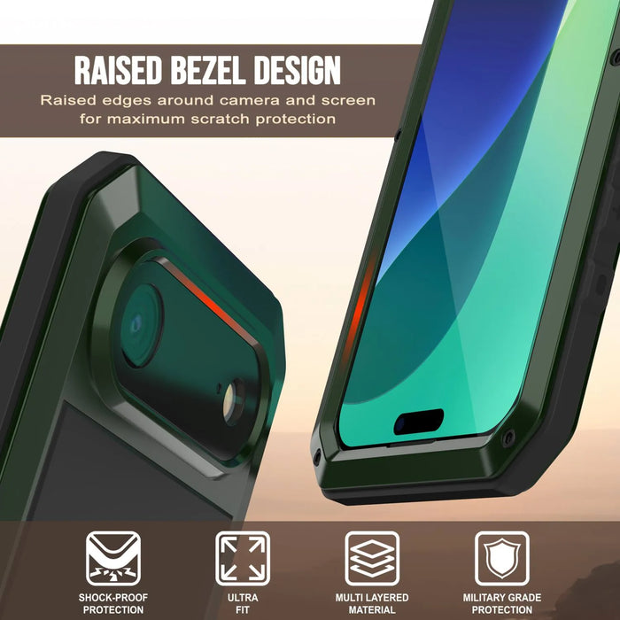 iPhone 17 Air Metal Case, Heavy Duty Military Grade -Rüstungsabdeckung [Schocksicher] Ganzkörper hart [dunkelgrün]