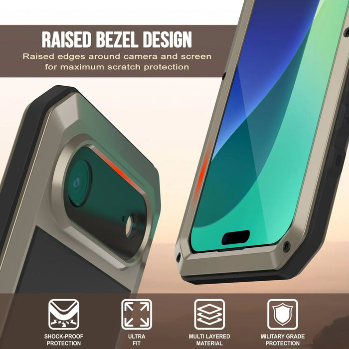 iPhone 17 Air Metal Case, Heavy Duty Military Grade -Rüstungsabdeckung [Stoßdämpfer] Ganzkörper hart [Gold]
