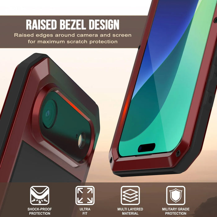 iPhone 17 Air Metal Case, Heavy Duty Military Grade -Rüstungsabdeckung [Schocksicher] Ganzkörper hart [rot]