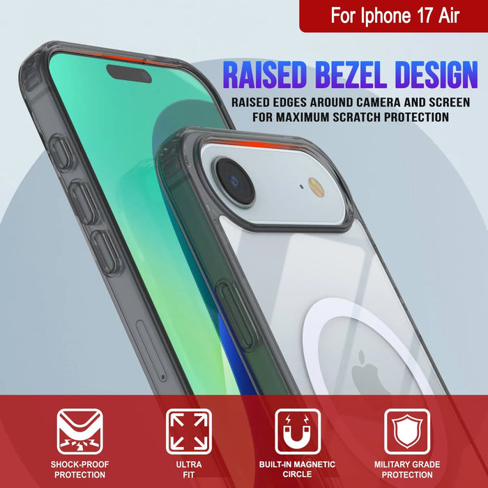 Punkcase iPhone 17 Air Magnetic Wireless Lading Case [Clearmag -Serie] [Black]