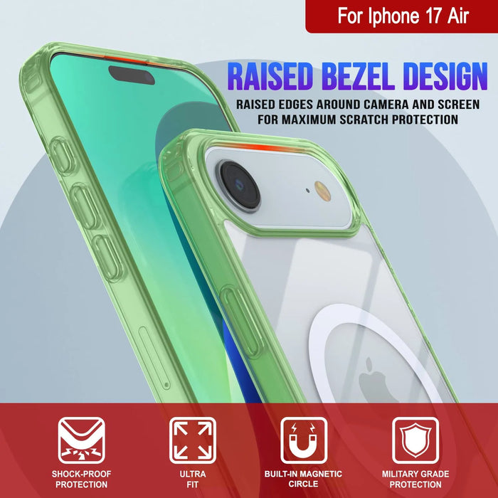 Punkcase iPhone 17 Air Magnetic Wireless Lading Case [Clearmag -Serie] [Green]