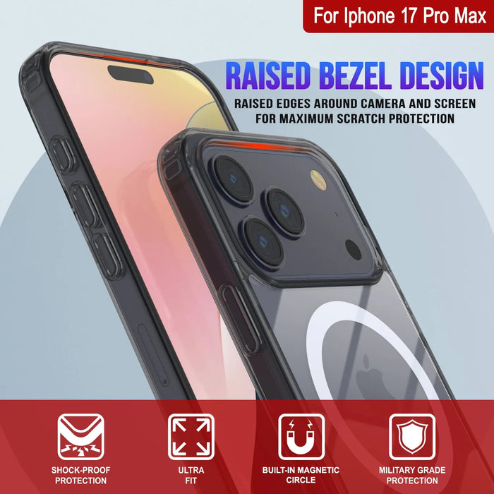 Punkcase iPhone 17 Pro Max Magnetic Wireless Lading Case [Clearmag -Serie] [Black]