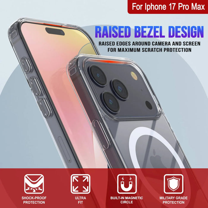 Punkcase iPhone 17 Pro Max Magnetic Wireless Lading Case [Clearmag -Serie] [Clear]