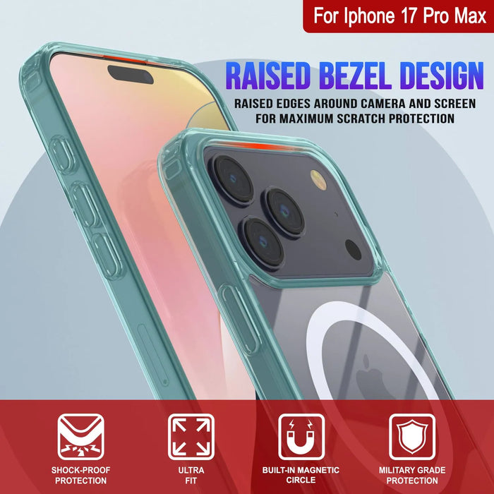 Punkcase iPhone 17 Pro Max Magnetic Wireless Lading Case [Clearmag -Serie] [Teal]