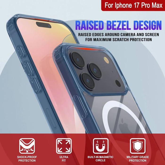 Punkcase iPhone 17 Pro Max Magnetic Wireless Lading Case [Clearmag -Serie] [Navy]