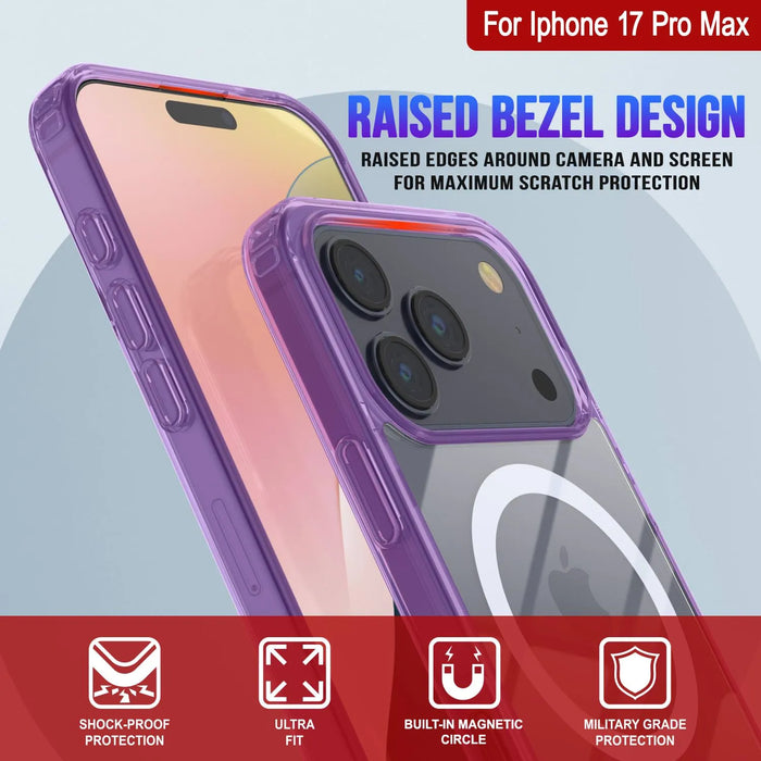 Punkcase iPhone 17 Pro Max Magnetic Wireless Lading Case [Clearmag -Serie] [lila]