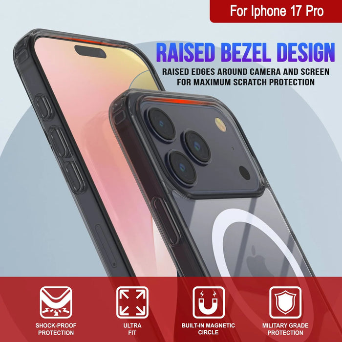 Punkcase iPhone 17 Pro Magnetic Wireless Lading Case [Clearmag -Serie] [Black]