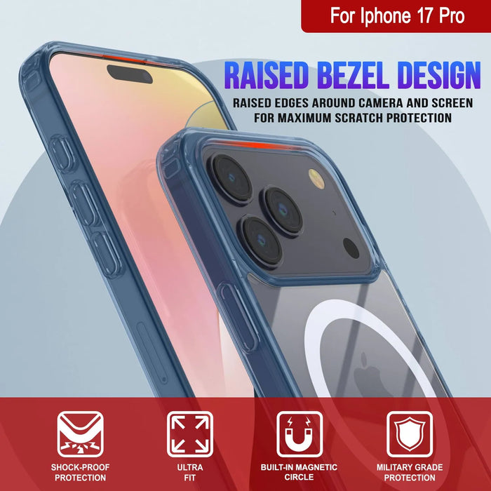 Punkcase iPhone 17 Pro Magnetic Wireless Lading Case [Clearmag -Serie] [Navy]