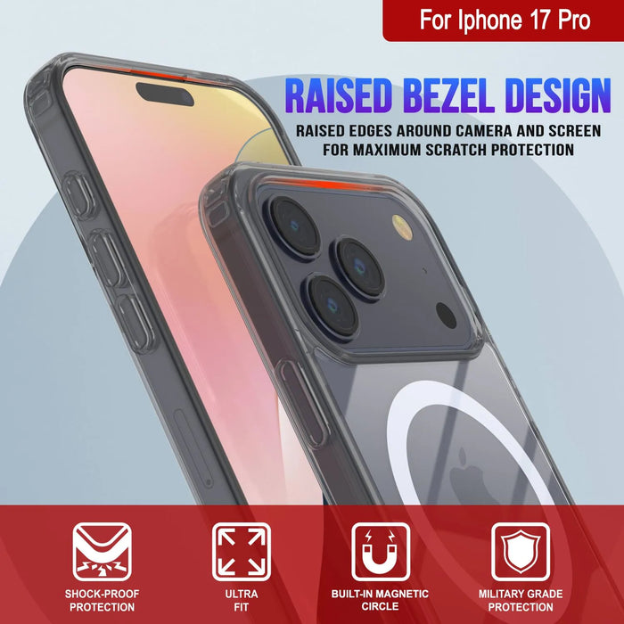 Punkcase iPhone 17 Pro Magnetic Wireless Lading Case [Clearmag -Serie] [Silber]