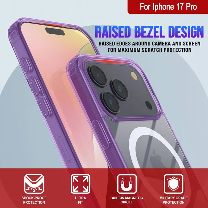 Punkcase iPhone 17 Pro Magnetic Wireless Lading Case [Clearmag -Serie] [lila]