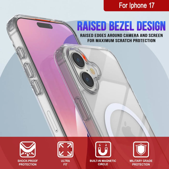 Punkcase iPhone 17 Magnetic Wireless Lading Case [Clearmag -Serie] [Clear]