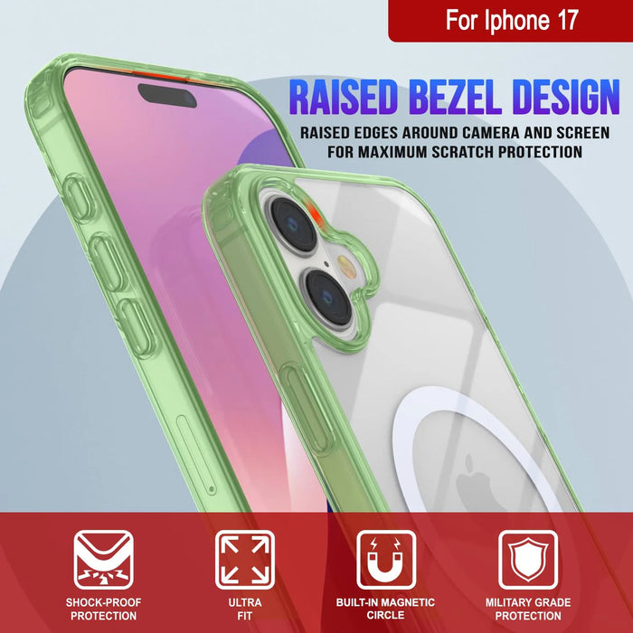Punkcase iPhone 17 Magnetic Wireless Lading Case [Clearmag -Serie] [Green]