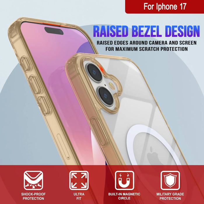 Punkcase iPhone 17 Magnetic Wireless Lading Case [Clearmag -Serie] [Gold]