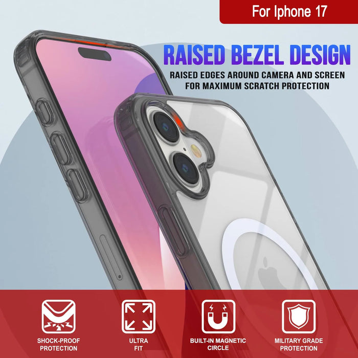 Punkcase iPhone 17 Magnetic Wireless Lading Case [Clearmag -Serie] [Schwarz]