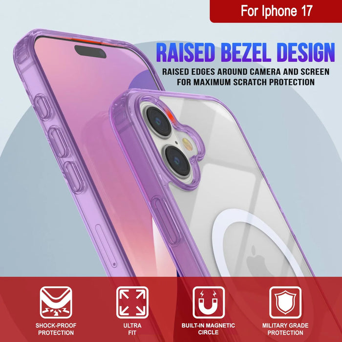Punkcase iPhone 17 Magnetic Wireless Lading Case [Clearmag -Serie] [lila]