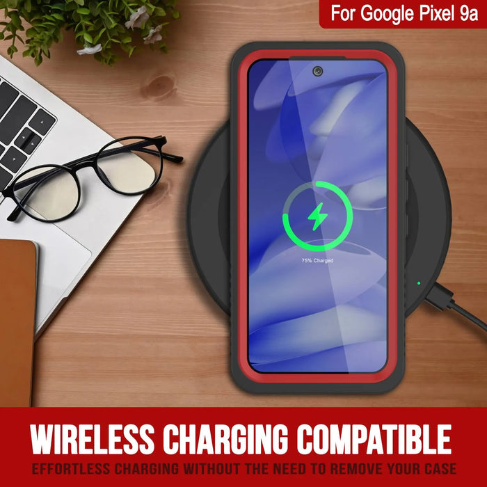 Google Pixel 9A Water of Case, PunkCase [Extreme Series] Panzerabdeckung mit integriertem Bildschirmschutz [Rot]