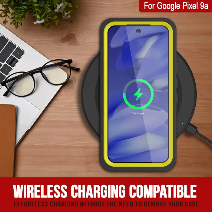 Google Pixel 9A Water of Case, PunkCase [Extreme Series] Panzerabdeckung mit integriertem Bildschirmschutz [Gelb]