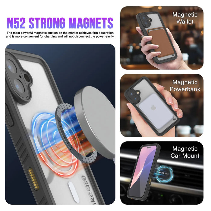 iPhone 17 wasserdichte Hülle, PunkCase [Extrem Mag -Serie] Rüstungsabdeckung mit integriertem Bildschirmschutz [Teal]