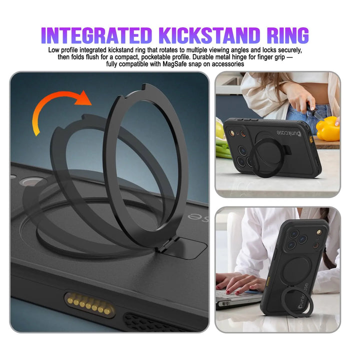 Wasserdichte iPhone 17 Pro-Hülle [Kickstud 2.0-Serie] IP68-Schutzhülle mit Displayschutzfolie und Ständer [Pink]