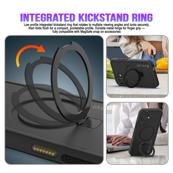 Wasserdichte iPhone 17-Hülle [Kickstud 2.0-Serie] IP68-Schutzhülle mit Displayschutzfolie und Ständer [Gelb]