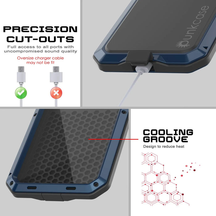 iPhone 17 Pro Metal Case, Heavy Duty Military Grade -Rüstungsabdeckung [Schocksicher] Ganzkörper hart [blau]