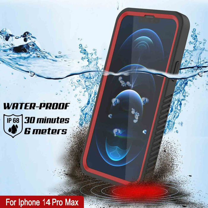 iPhone 14 Pro Max Waterproof Case, Punkcase [Extreme Series] Armor Cover W/ Built In Screen Protector [Red] (Color in image: Light Green)