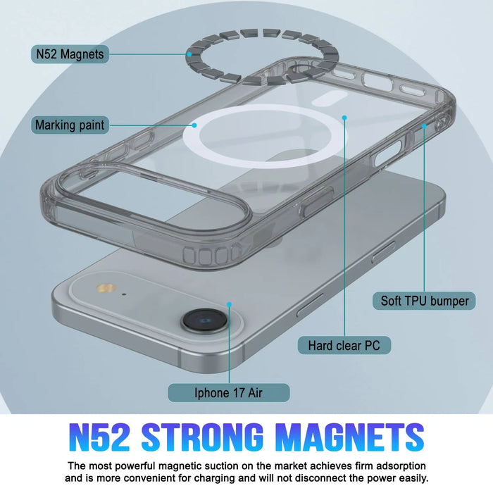 Punkcase iPhone 17 Air Magnetic Wireless Lading Case [Clearmag -Serie] [Silber]