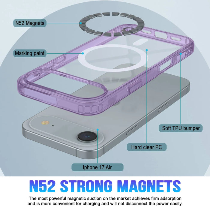 Punkcase iPhone 17 Air Magnetic Wireless Lading Case [Clearmag -Serie] [lila]