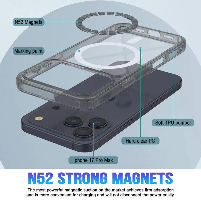 Punkcase iPhone 17 Pro Max Magnetic Wireless Lading Case [Clearmag -Serie] [Silber]