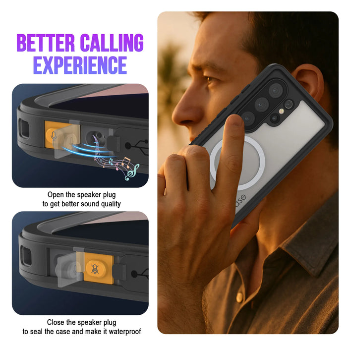 Wasserdichte Schutzhülle für Galaxy S26 Ultra, Punkcase [Extreme Mag-Serie], Panzerabdeckung mit integriertem Displayschutz [Schwarz]