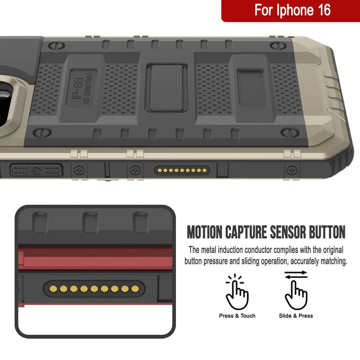 iPhone 16 Metal Extreme 3.0 -Serie Aluminium Wateref of Case IP68 W/Buillt im Bildschirmschutz und Kickstand [Gold]