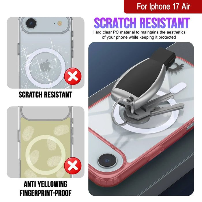 Punkcase iPhone 17 Air Magnetic Wireless Lading Case [Clearmag -Serie] [Red]