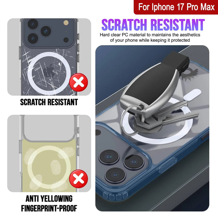 Punkcase iPhone 17 Pro Max Magnetic Wireless Lading Case [Clearmag -Serie] [Navy]
