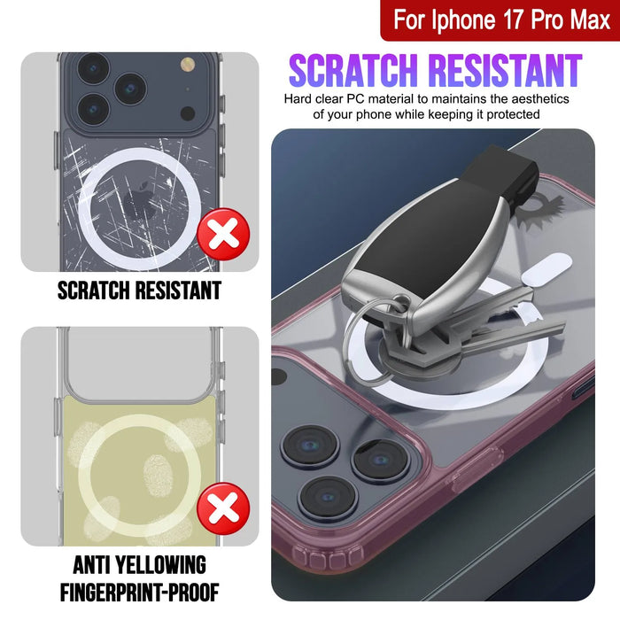 Punkcase iPhone 17 Pro Max Magnetic Wireless Lading Case [Clearmag -Serie] [Rose]