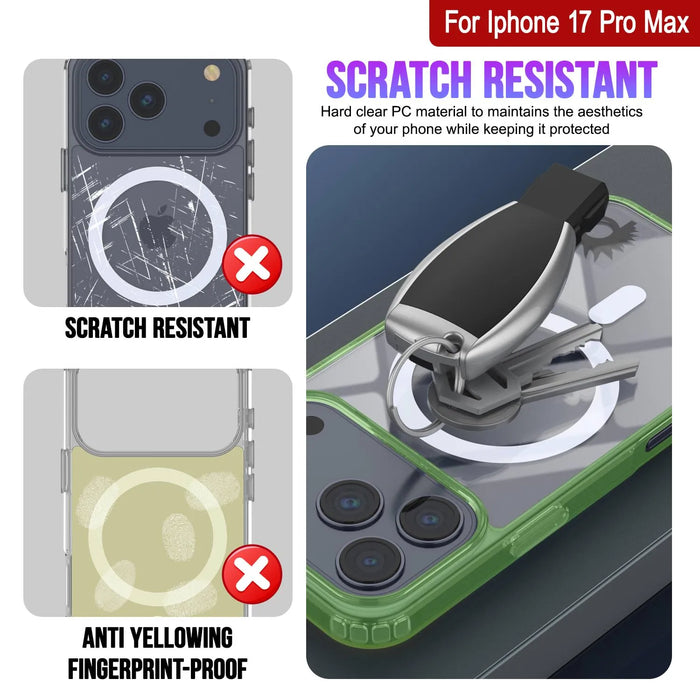 Punkcase iPhone 17 Pro Max Magnetic Wireless Lading Case [Clearmag -Serie] [Green]