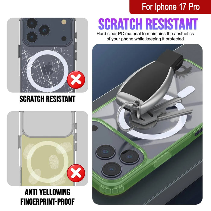 Punkcase iPhone 17 Pro Magnetic Wireless Lading Case [Clearmag -Serie] [Green]