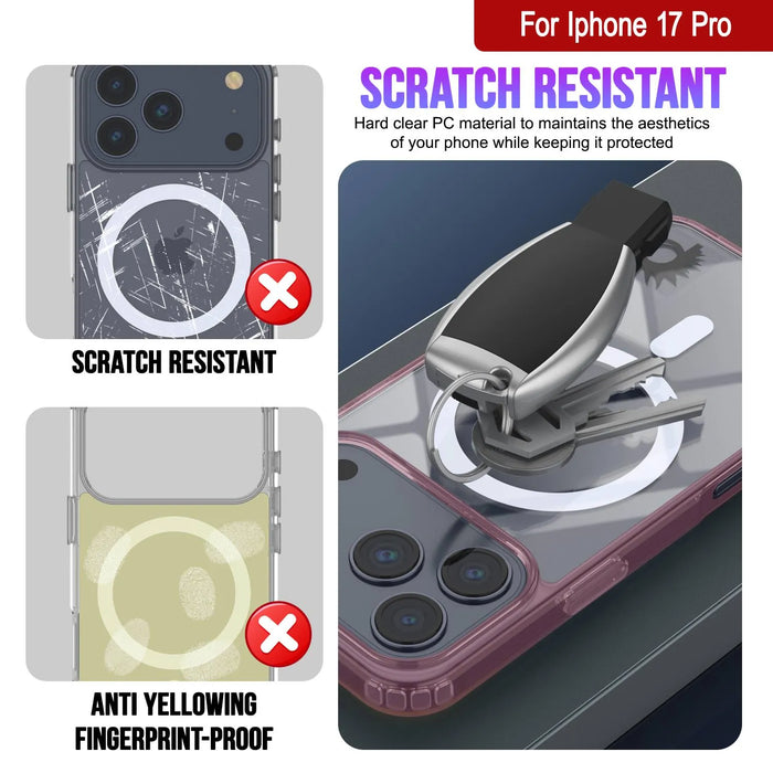 Punkcase iPhone 17 Pro Magnetic Wireless Lading Case [Clearmag -Serie] [Rose]